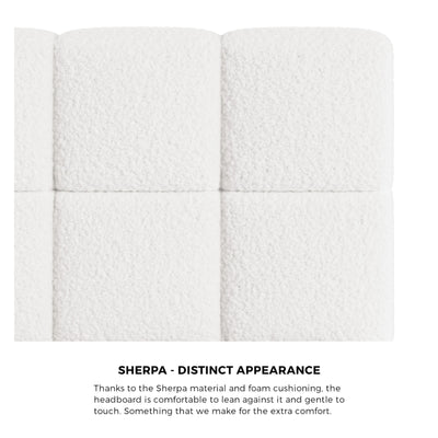 BF-B-BRED-D-SP-WH Oikiture Bed Frame Double Size Tufted Headboard White Boucle
