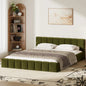BF-B-BRED-Q-SP-GN Oikiture Bed Frame Queen Size Tufted Headboard Green Boucle
