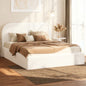 BF-B-CENA-D-SP-WH-AB Oikiture Bed Frame Double Size Gas Lift Base with Storage Boucle Rounded Corner