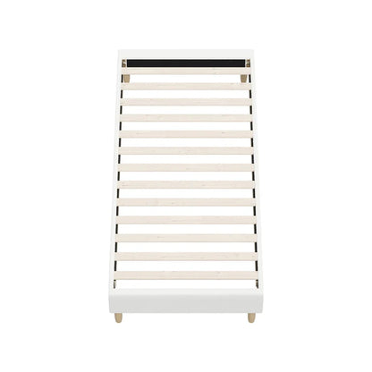 BF-B-COMO-S-SP-WH Oikiture Bed Frame Single Size Bed Base White Boucle