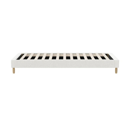BF-B-COMO-S-SP-WH Oikiture Bed Frame Single Size Bed Base White Boucle