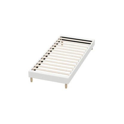 BF-B-COMO-S-SP-WH Oikiture Bed Frame Single Size Bed Base White Boucle