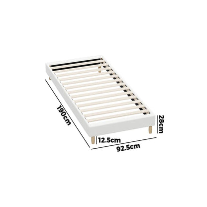 BF-B-COMO-S-SP-WH Oikiture Bed Frame Single Size Bed Base White Boucle
