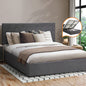 BF-B-COTI-D-GY-ABC Oikiture Bed Frame Double Size Gas Lift Base Storage Fabric Grey