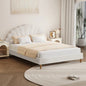 BF-B-ELSA-D-SP-WH-AB Oikiture Bed Frame Double Size Scallop-Shape Bedhead White Boucle