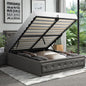 BF-B-ENZO-D-GY-ABC Oikiture Double Bed Frame with Storage Space Gas Lift Grey