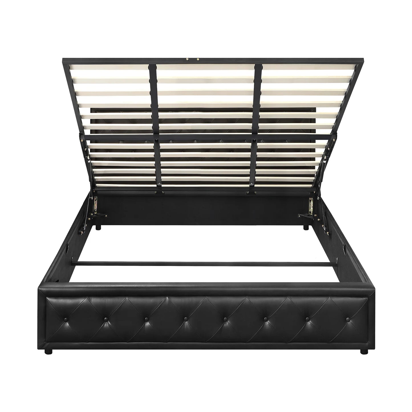 BF-B-ENZO-K-BK-ABC Oikiture King Bed Frame with Storage Space Gas Lift Black