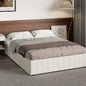 BF-B-FURB-Q-BG-AB Oikiture Bed Frame Queen Size Gas Lift Storage Base Velvet Cream FURB