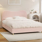 BF-B-KLAO-Q-SP-PK-AB Oikiture Bed Frame Queen Size Pink Boucle Cloud Shape