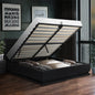 BF-B-LAYZ-D-BK-ABC Oikiture Double Bed Frame Gas Lift RBG Storage Space Black