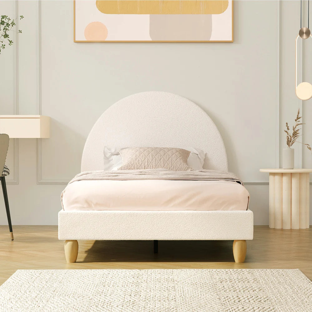 BF-B-MUNA-S-SP-WH-AB White Seraphine Boucle Bed