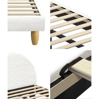 BF-B-MUNA-S-SP-WH-AB White Seraphine Boucle Bed