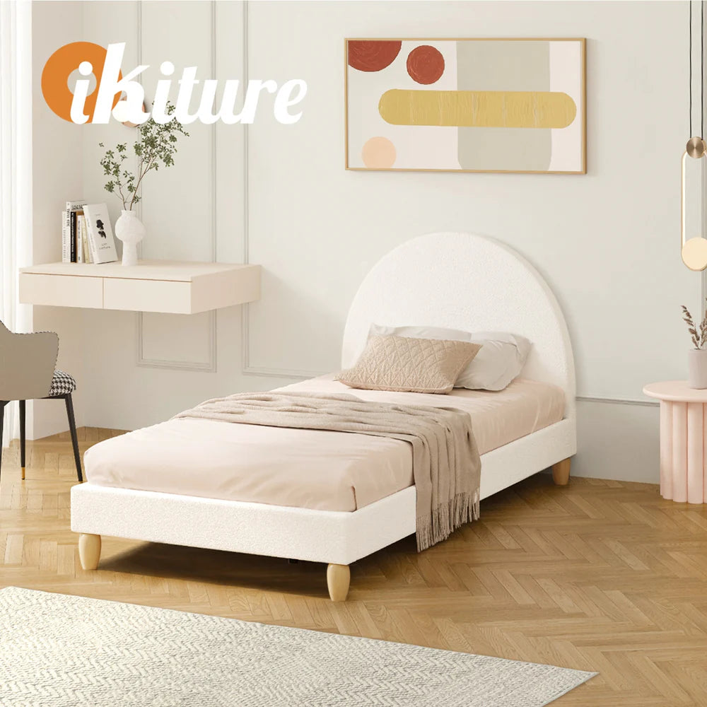BF-B-MUNA-S-SP-WH-AB White Seraphine Boucle Bed