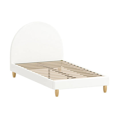 BF-B-MUNA-S-SP-WH-AB White Seraphine Boucle Bed