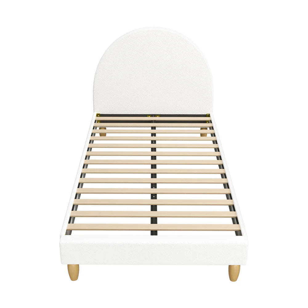 BF-B-MUNA-S-SP-WH-AB White Seraphine Boucle Bed