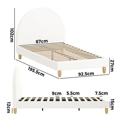 BF-B-MUNA-S-SP-WH-AB White Seraphine Boucle Bed