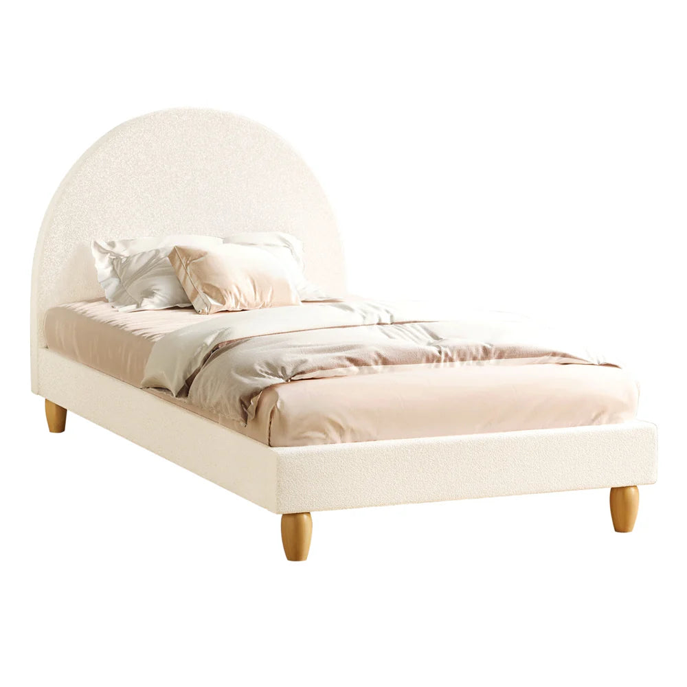 BF-B-MUNA-S-SP-WH-AB White Seraphine Boucle Bed
