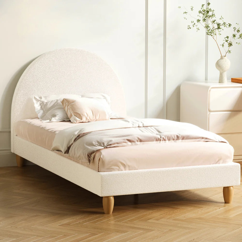 BF-B-MUNA-S-SP-WH-AB White Seraphine Boucle Bed