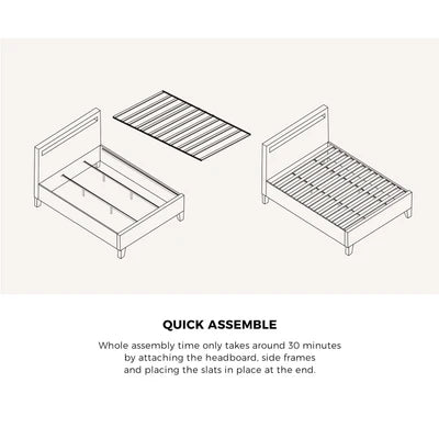 BF-B-POLY-K-GY-AB Oikiture Bed Frame RGB LED King Size Mattress Base Platform Wooden Grey Fabric