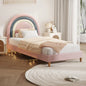 BF-B-RABOW-S-PK-AB Oikiture Bed Frame Single Size Kids Bed Frame Pink Velvet