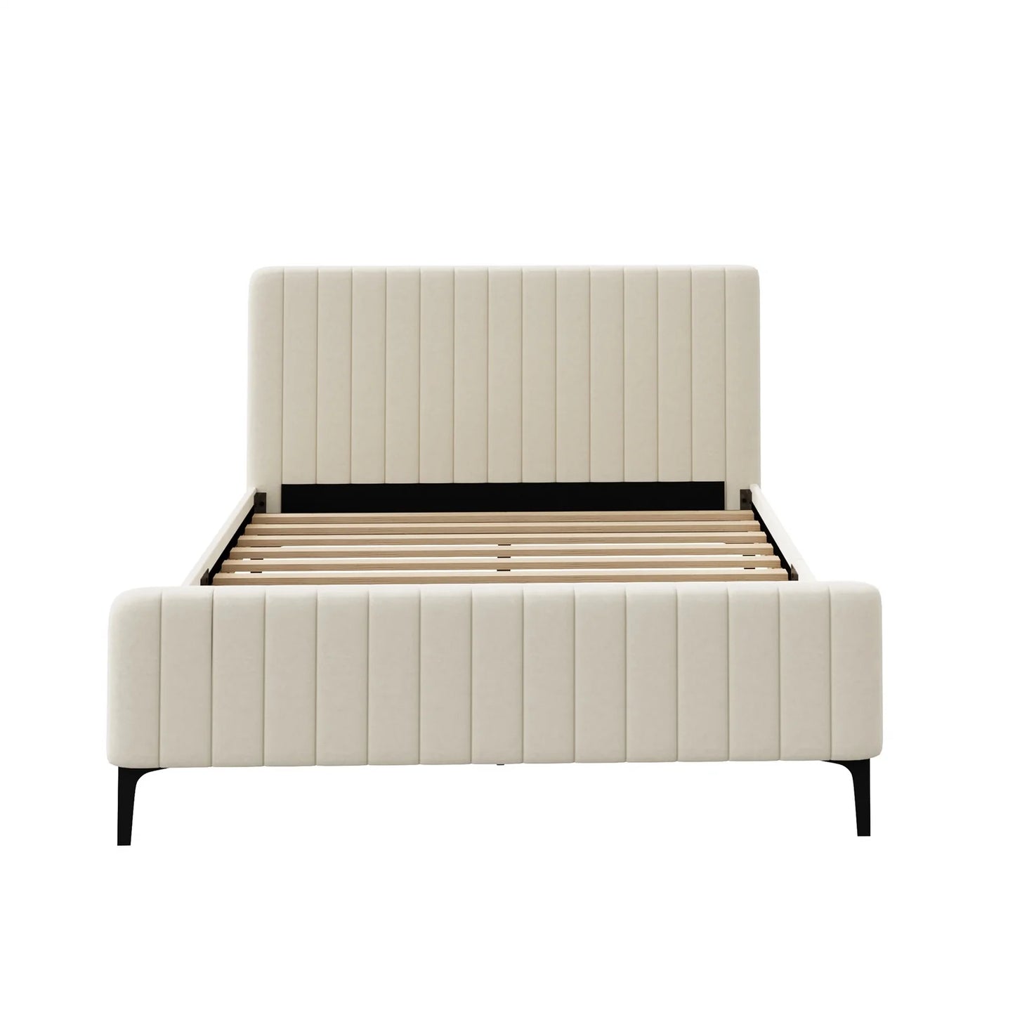 BF-B-ROYO-Q-VEL-BG-ABC Oikiture Bed Frame Queen Size Beds Platform Velvet Fabric ROYO