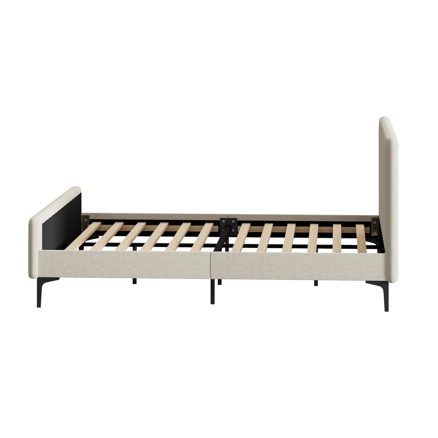 BF-B-ROYO-Q-VEL-BG-ABC Oikiture Bed Frame Queen Size Beds Platform Velvet Fabric ROYO