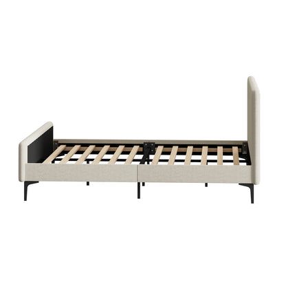 BF-B-ROYO-Q-VEL-BG-ABC Oikiture Bed Frame Queen Size Beds Platform Velvet Fabric ROYO