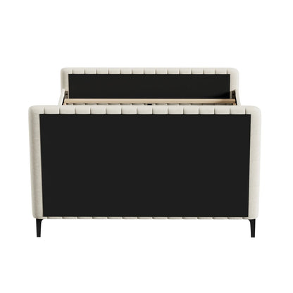 BF-B-ROYO-Q-VEL-BG-ABC Oikiture Bed Frame Queen Size Beds Platform Velvet Fabric ROYO