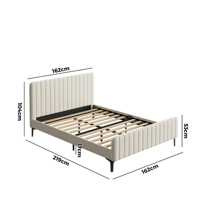 BF-B-ROYO-Q-VEL-BG-ABC Oikiture Bed Frame Queen Size Beds Platform Velvet Fabric ROYO