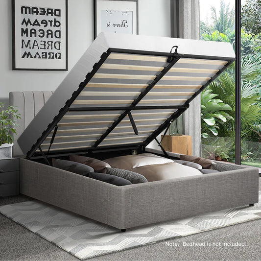BF-B-TOTI-D-GY-AB Oikiture Bed Frame Double Size Gas Lift Base With Storage Mattress Base Platform
