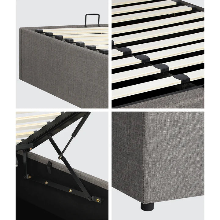 BF-B-TOTI-D-GY-AB Oikiture Bed Frame Double Size Gas Lift Base With Storage Mattress Base Platform
