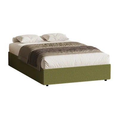 BF-B-TOTI-D-SP-GN-AB Oikiture Bed Frame King Single Size Gas Lift Base with Storage Boucle Green