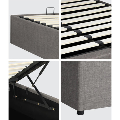 BF-B-TOTI-KS-GY-AB Oikiture Bed Frame King Single Size Gas Lift Base with Storage Mattress Platform