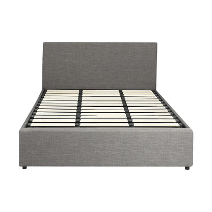 BF-B-UNO-K-GY-ABC Oikiture Bed Frame King Size Gas Lift Base with Storage Mattress Platform Grey