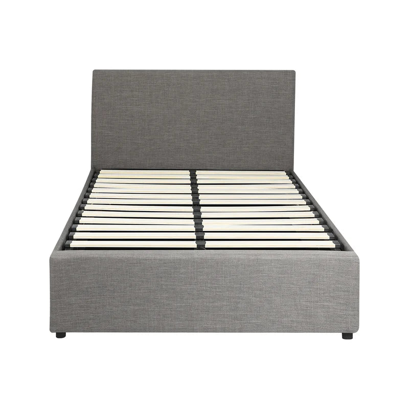 BF-B-UNO-KS-GY-ABC Oikiture Bed Frame King Single Size Gas Lift Mattress Base With Storage Fabric