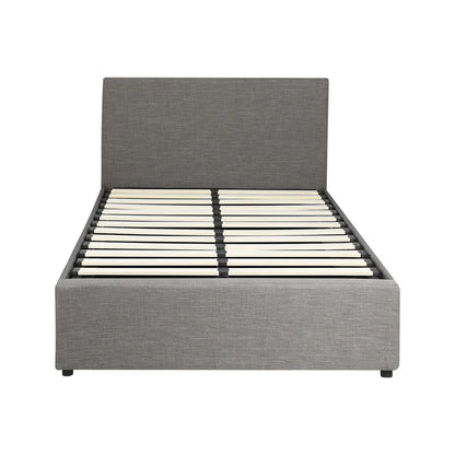 BF-B-UNO-KS-GY-ABC Oikiture Bed Frame King Single Size Gas Lift Mattress Base With Storage Fabric