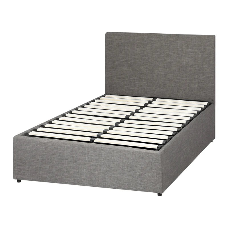 BF-B-UNO-KS-GY-ABC Oikiture Bed Frame King Single Size Gas Lift Mattress Base With Storage Fabric