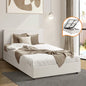 BF-B-UNO-KS-WH-ABC Oikiture Bed Frame King Single Gas Lift Storage Base White Boucle