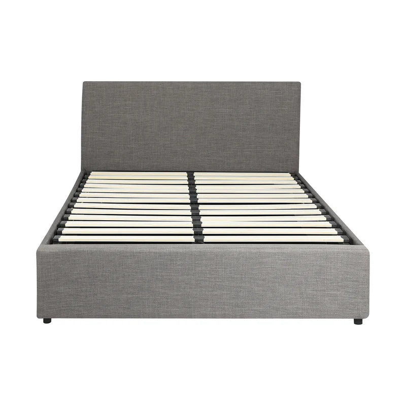 BF-B-UNO-Q-GY-ABC Oikiture Bed Frame Queen Size Gas Lift Base With Storage Mattress Base Fabric