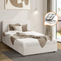 BF-B-UNO-S-WH-ABC Oikiture Single Bed Frame Gas Lift Storage Base White Boucle