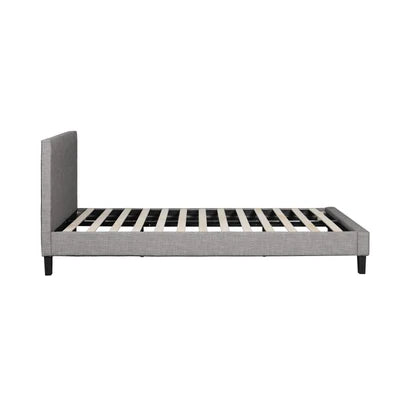 BF-B-VANK-Q-GY-AB Oikiture Bed Frame Queen Size Mattress Base Platform Wooden Slats Grey Fabric