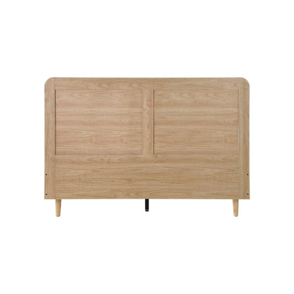 BF-LUNA-D-WD-AB Bed Frame Double Size Wooden Bed Frame Rattan Headboard