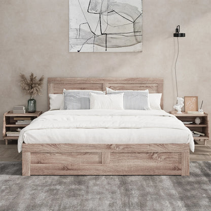 BF-NEO-K-WD-ABC Oikiture Bed Frame King Size Wooden Bed Platforms NEO