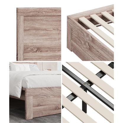 BF-NEO-K-WD-ABC Oikiture Bed Frame King Size Wooden Bed Platforms NEO