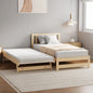 BF-W-A11-T2-WD-AB Oikiture Trundle Kids Bed Frame Single Wooden Timber Hidden Dual Beds Natural
