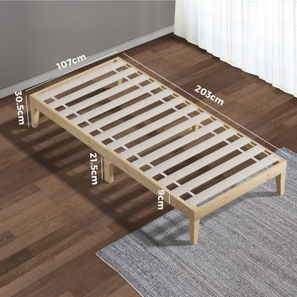 BF-W-A8-BB-KS-WD Oikiture Bed Frame King Single Wooden Timber Mattress Base Bed Base Platform