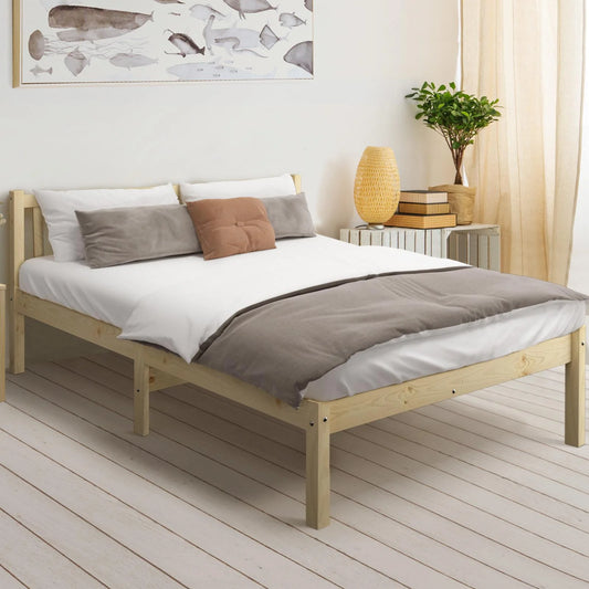 BF-W-B9-BF69-D-WD Oikiture Bed Frame Double Size Wood Mattress Base Wooden Timber Platform Bedroom