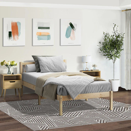 BF-W-B9-BF69-S-WD Oikiture Bed Frame Single Size Wooden Kids Bed