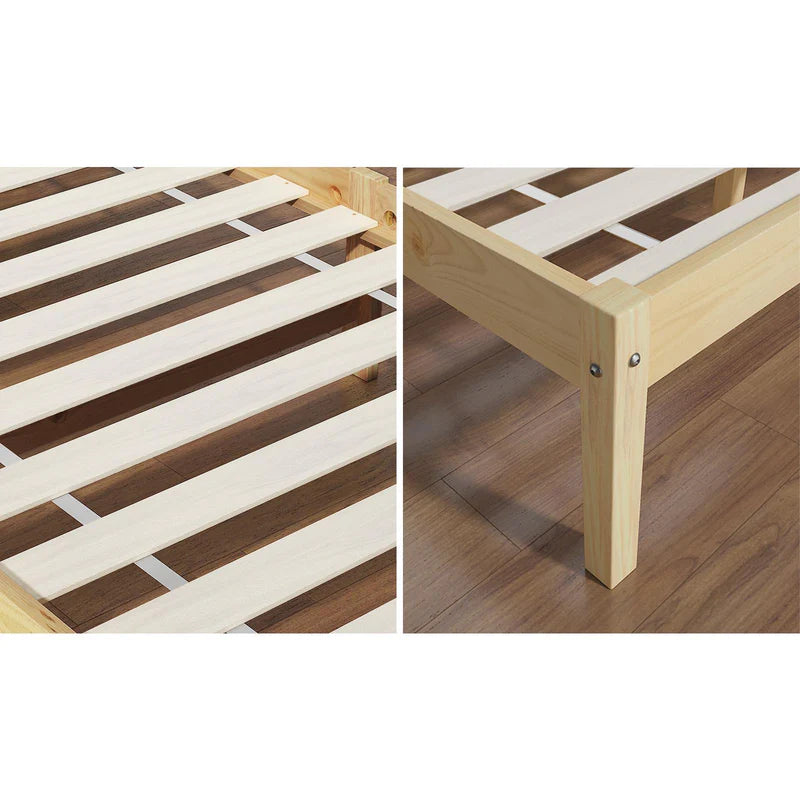 BF-W-B9-BF69-S-WD Oikiture Bed Frame Single Size Wooden Kids Bed