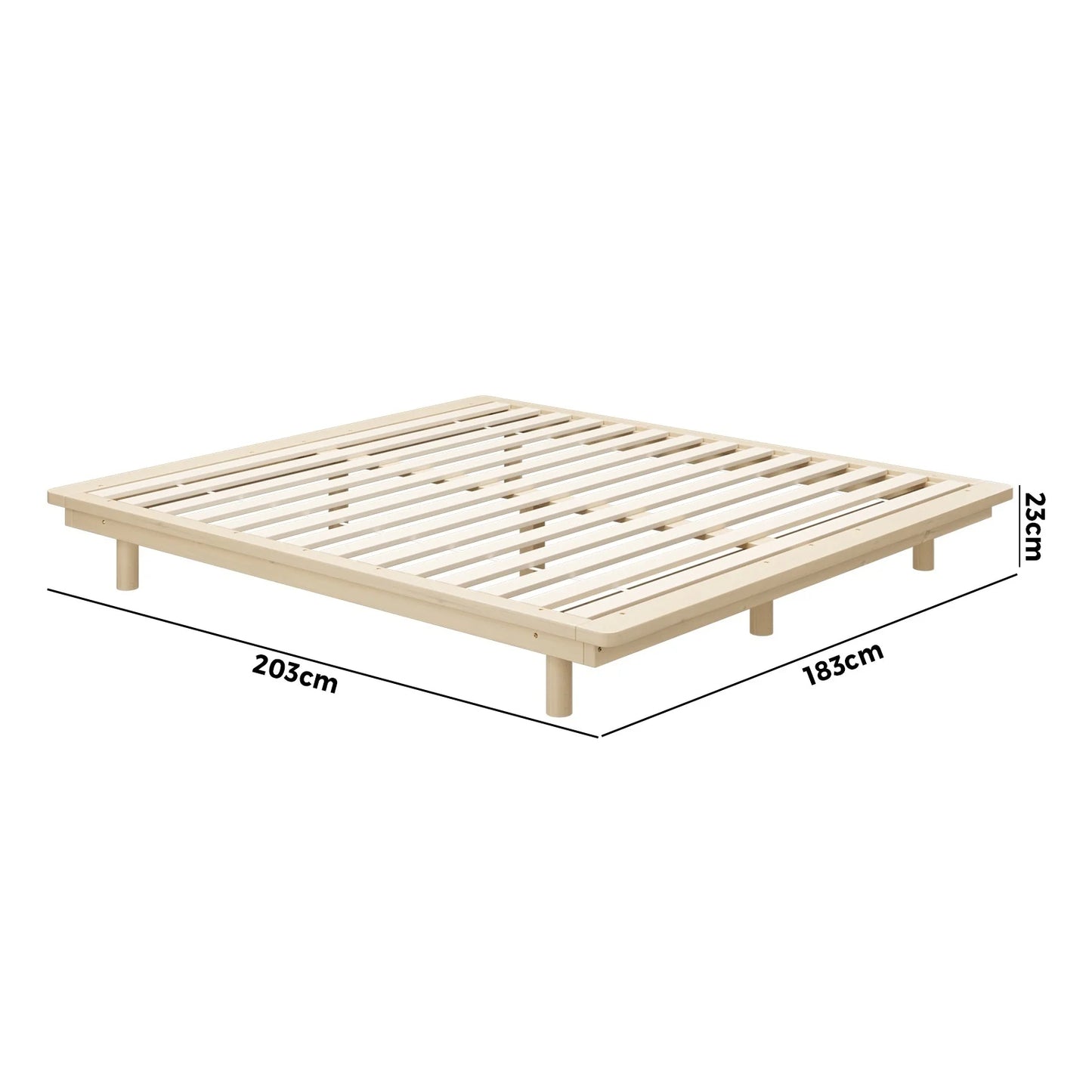 BF-W-B-FLOAT-WD-K-AB Oikiture Bed Frame King Size Wooden Bed Base Timber Floating Beds